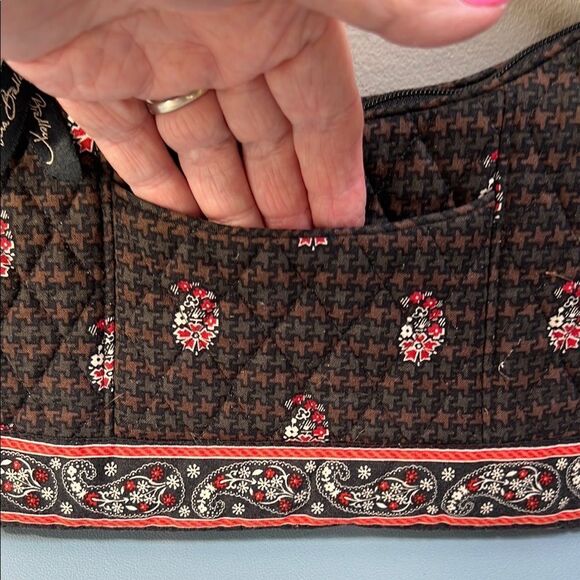 Vera Bradley Houndstooth Brown, Black and Red Patterned Women's Shoulder Bag - Picture 3 of 7